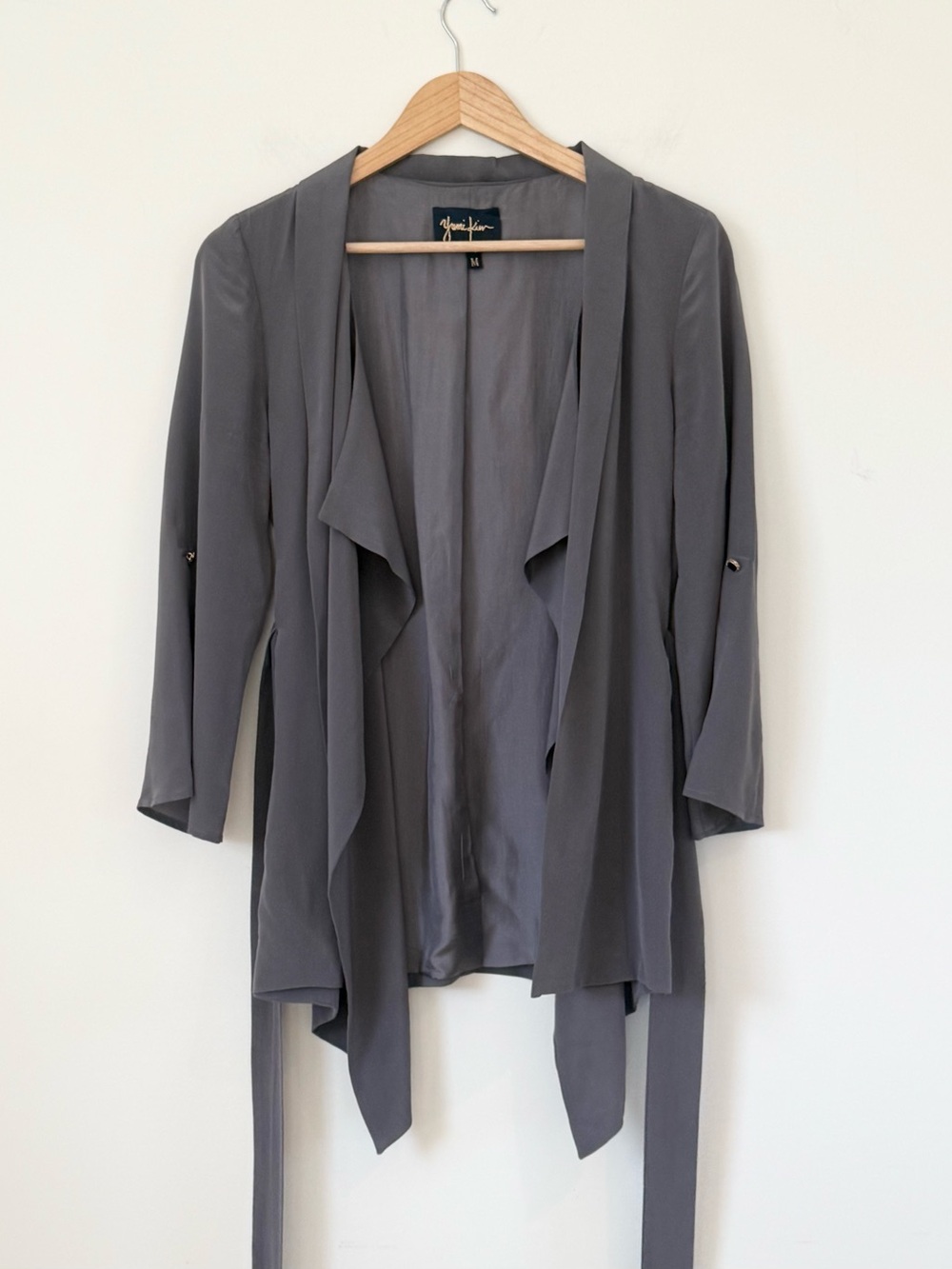 100% Silk Yumi Kim Claudia Silk Draped Duster Kimono Jacket Tie Waist Size M